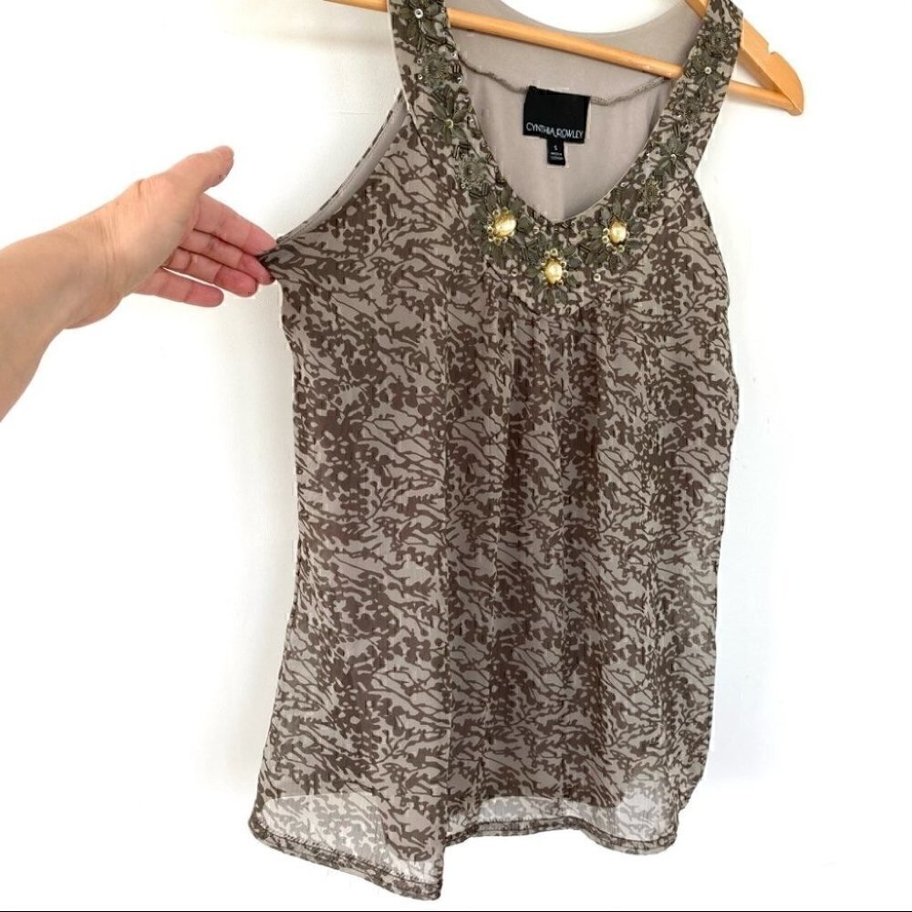 Cynthia Rowley tank top with jewelled neckline